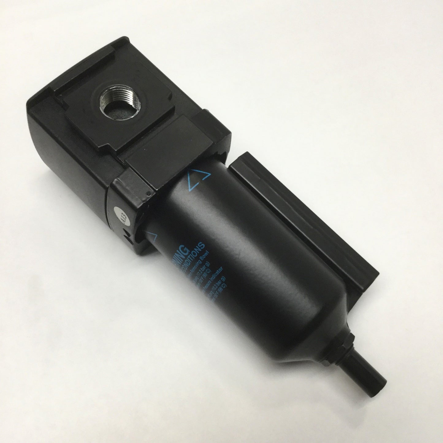 Used Twin Tower F18-03-SH00 Particulate Prefilter, 5 micron, 3/8" NPT, Auto Drain