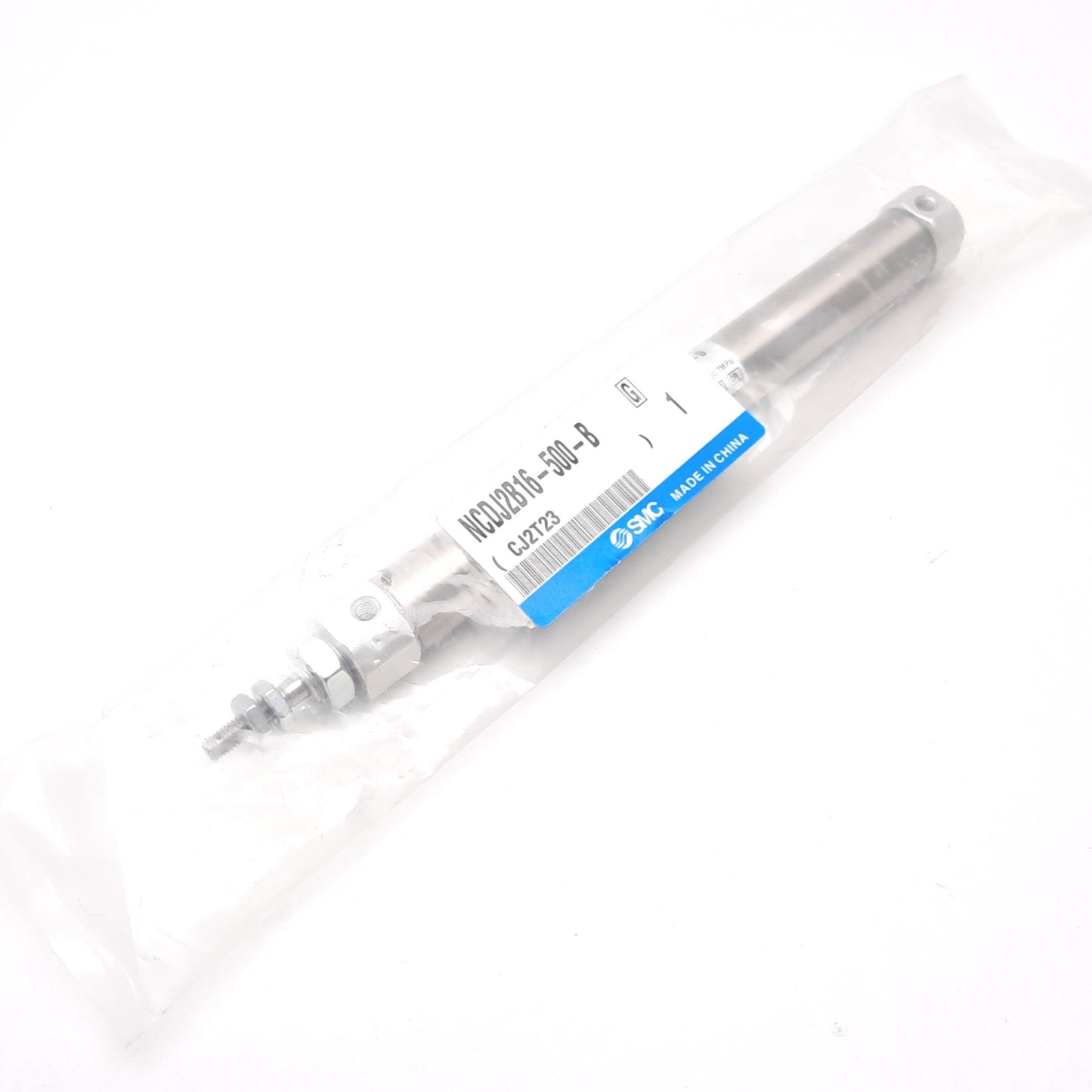 New SMC NCDJ2B16-500-B Pneumatic Cylinder, Bore: 5/8", Stroke: 5", 100psi, 10-32