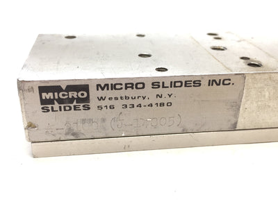 Used Micro Slides Inc A-2100 Linear Ball Bearing Slide Stage 254x51mm, Travel 230mm