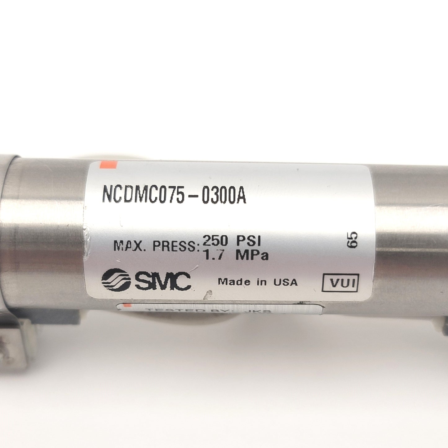 Used SMC NCDMC075-0300A Double Acting Cylinder With Auto Switches 3" Stroke 3/4" Bore