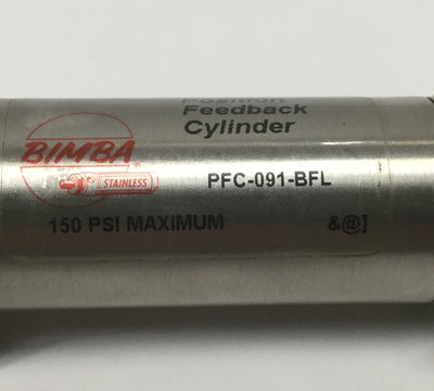 Used Bimba PFC-091-BFL Linear Position Feedback Cylinder 1-1/16" Bore, 1" Stroke