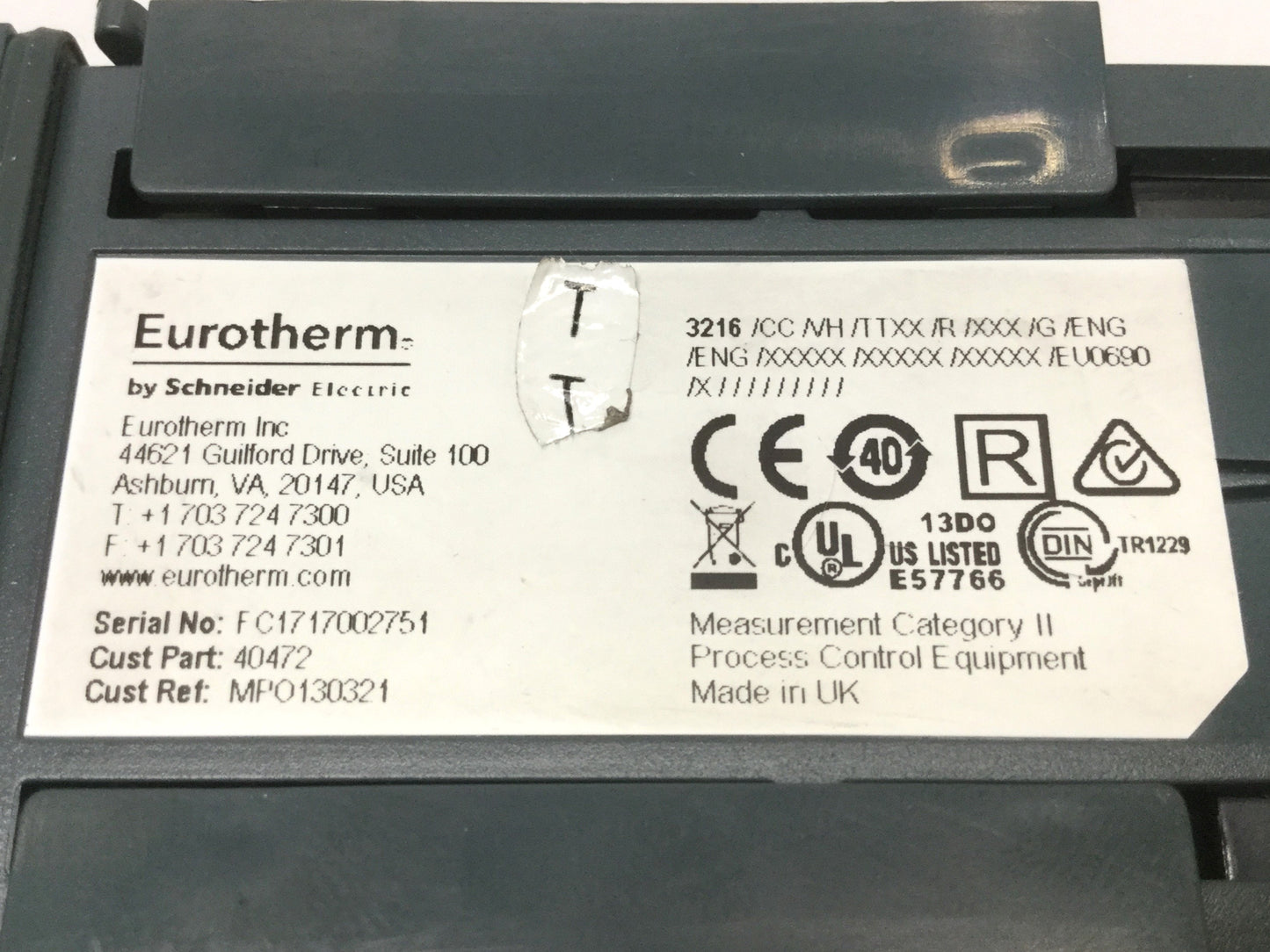 Used Eurotherm 3216/CC/VH/TTXX/R/XXX/G/ENG Process Temperature Controller 100-240VAC