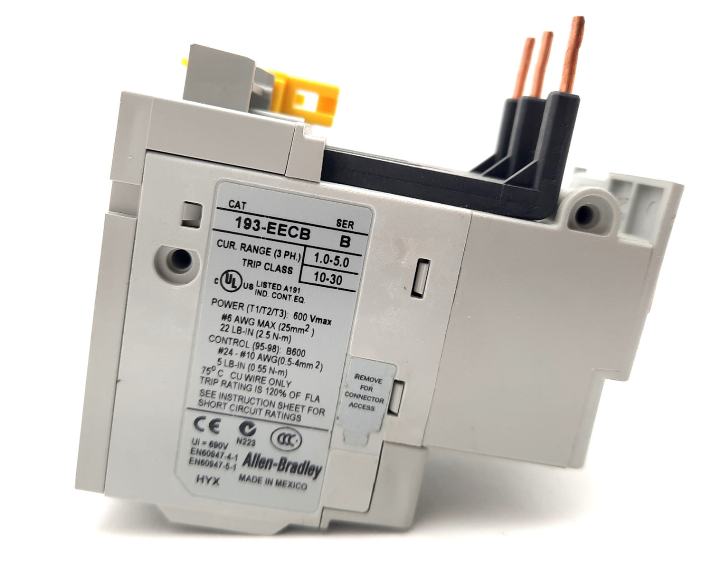 Used Allen Bradley 193-EECB Solid State Overload Relay 1.0-5.0A, 3-Phase, 600VAC