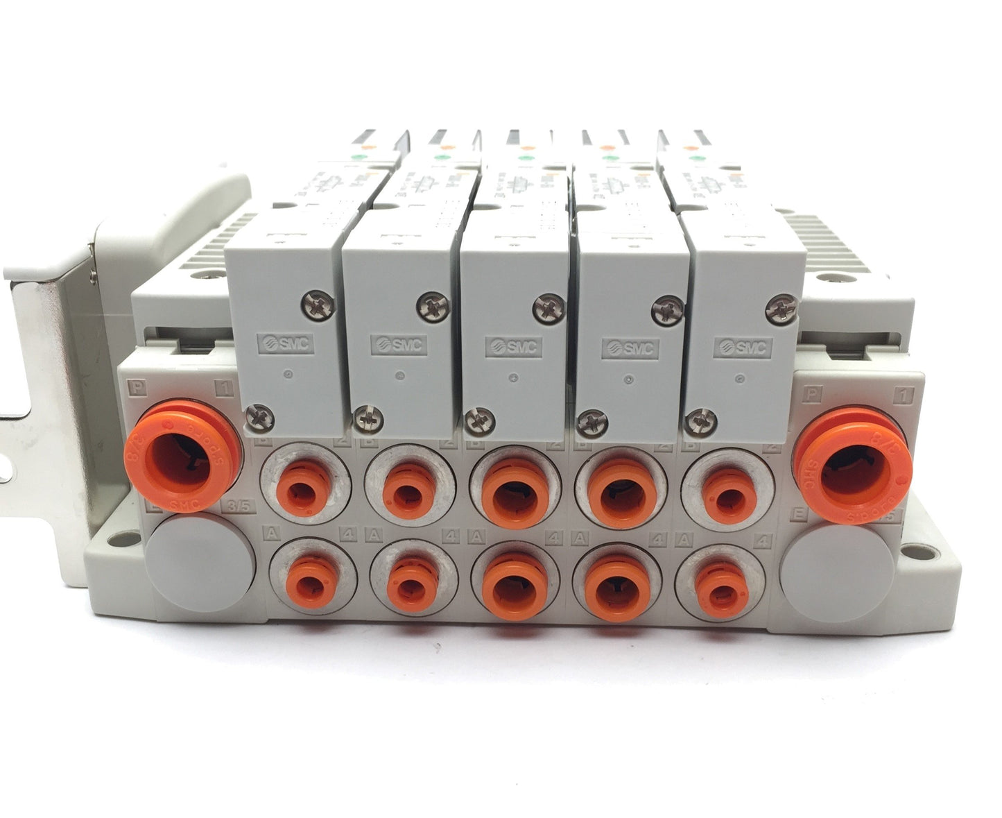Used Lot of 5 SMC SV2400-5FU 3-Pos 24VDC Solenoid Valve, Manifold Base, Valve Plate
