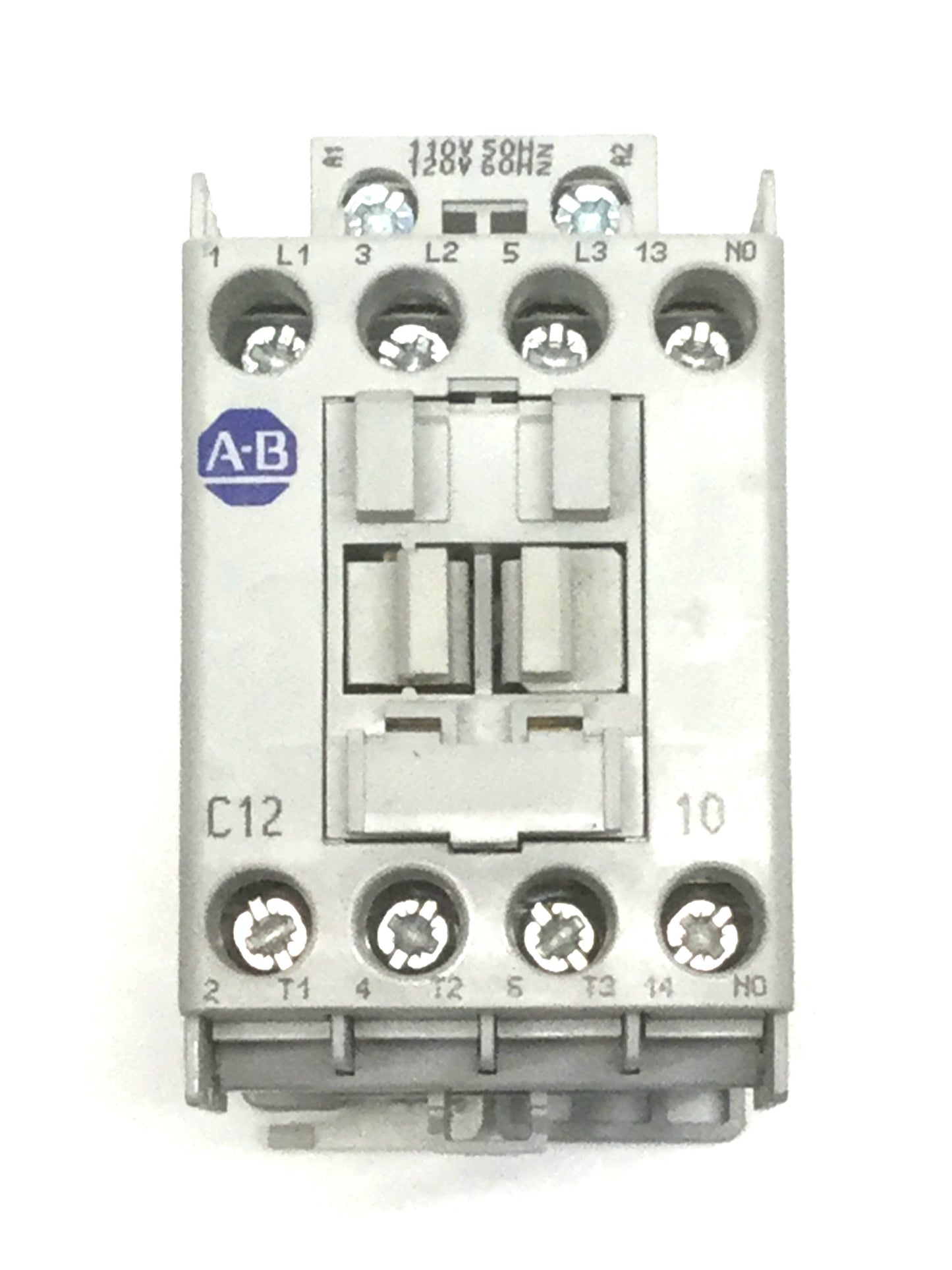 Used Allen Bradley 100-C12D10 Contactor 110/120VAC Coil, 600VAC 25A, 3-Pole + 1NO