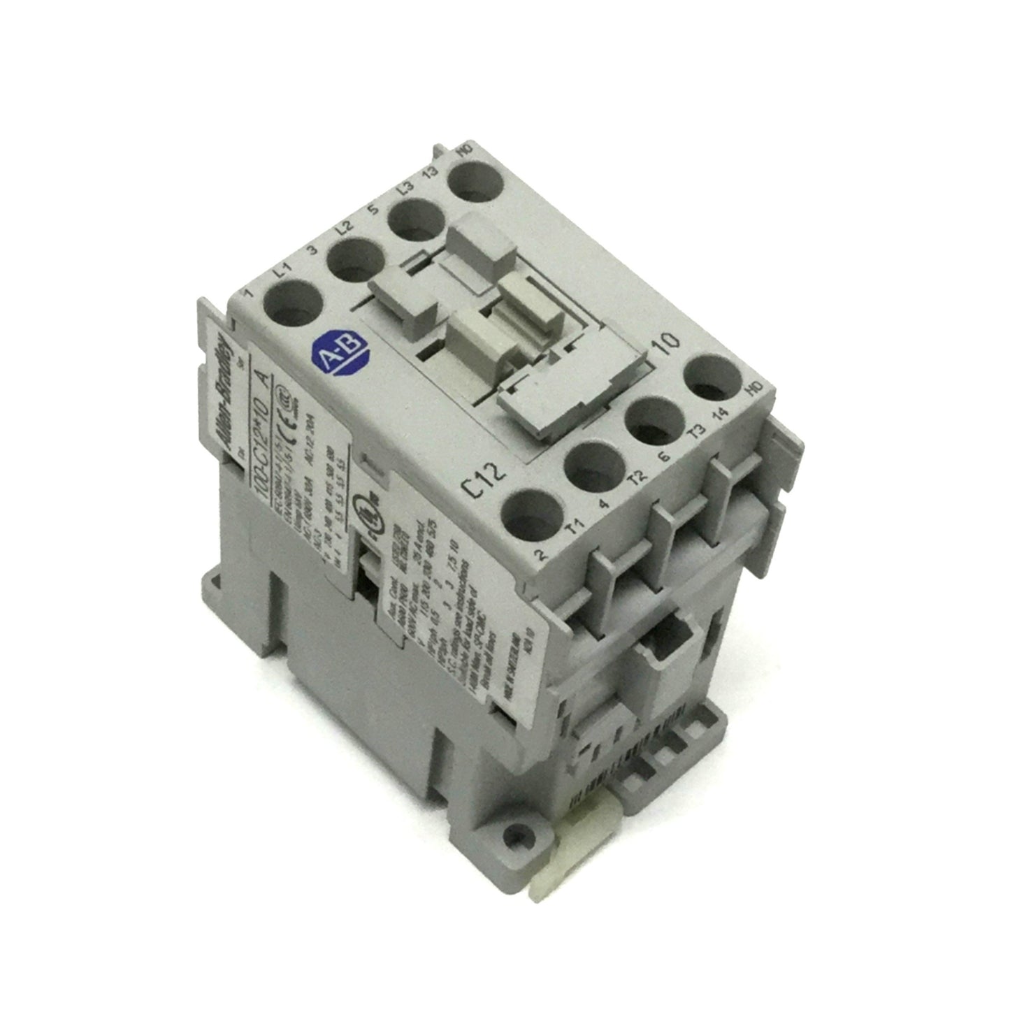 Used Allen Bradley 100-C12D10 Contactor 110/120VAC Coil, 600VAC 25A, 3-Pole + 1NO