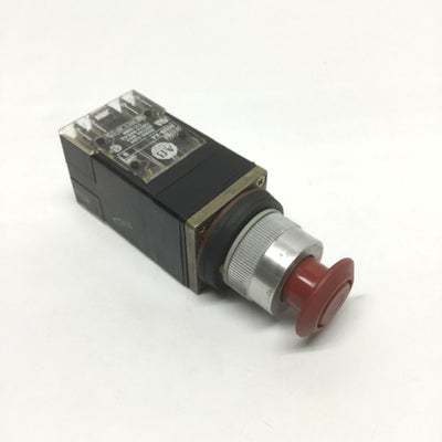 Used Allen Bradley 800MR-FX Push-Pull Button Switch Red Mushroom 2NO-2NC 300VAC 10A