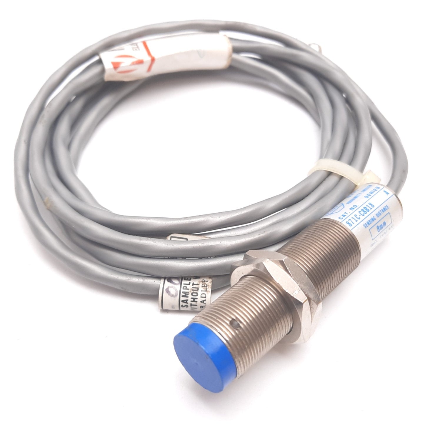 Used Allen Bradley 871C-C8B18 Inductive Proximity Sensor, 8mm, 40-132VAC, 0.33A