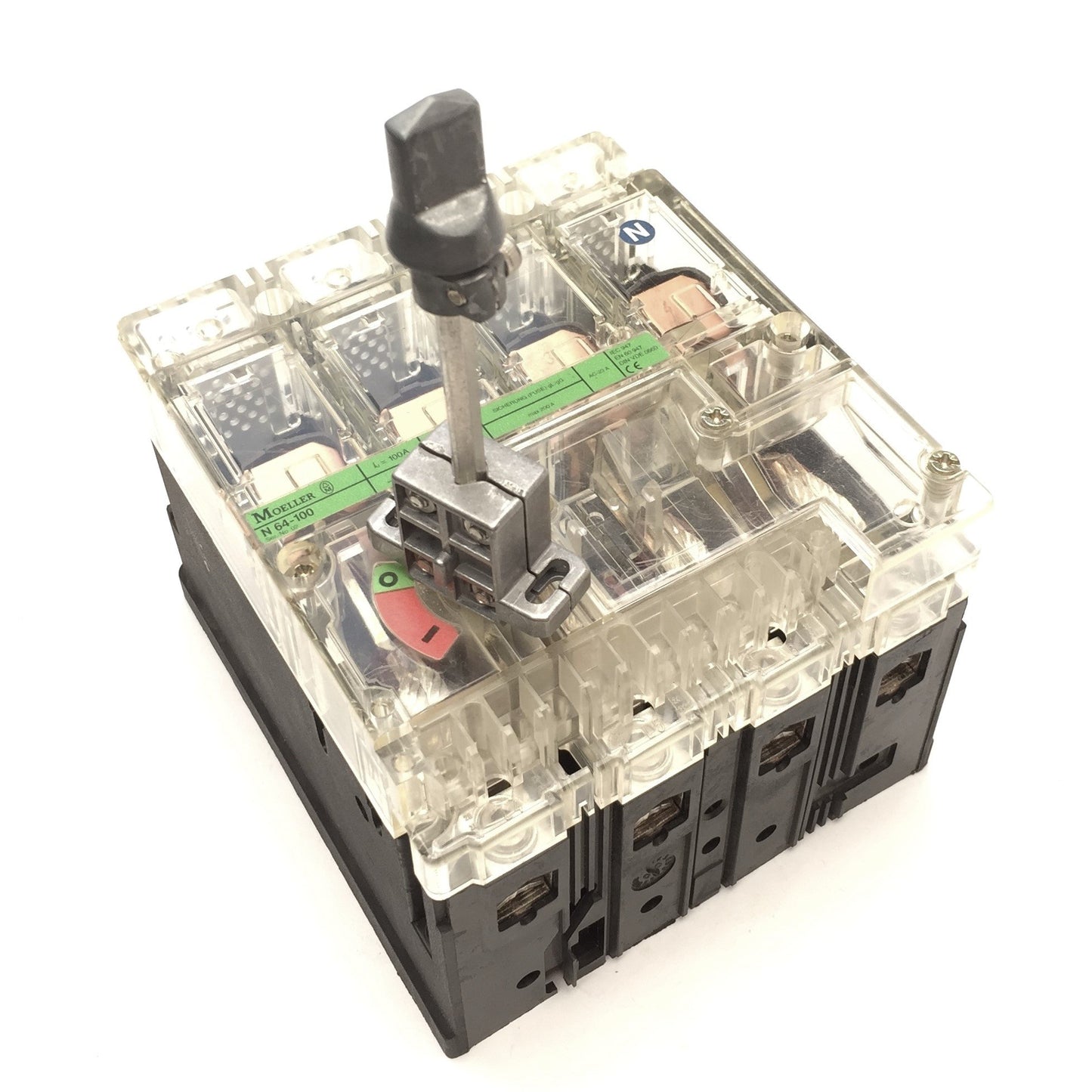Used Klockner Moeller N64-100 Ser 2 Disconnect Switch, 4-Pole, 200A 600VAC 50/60Hz