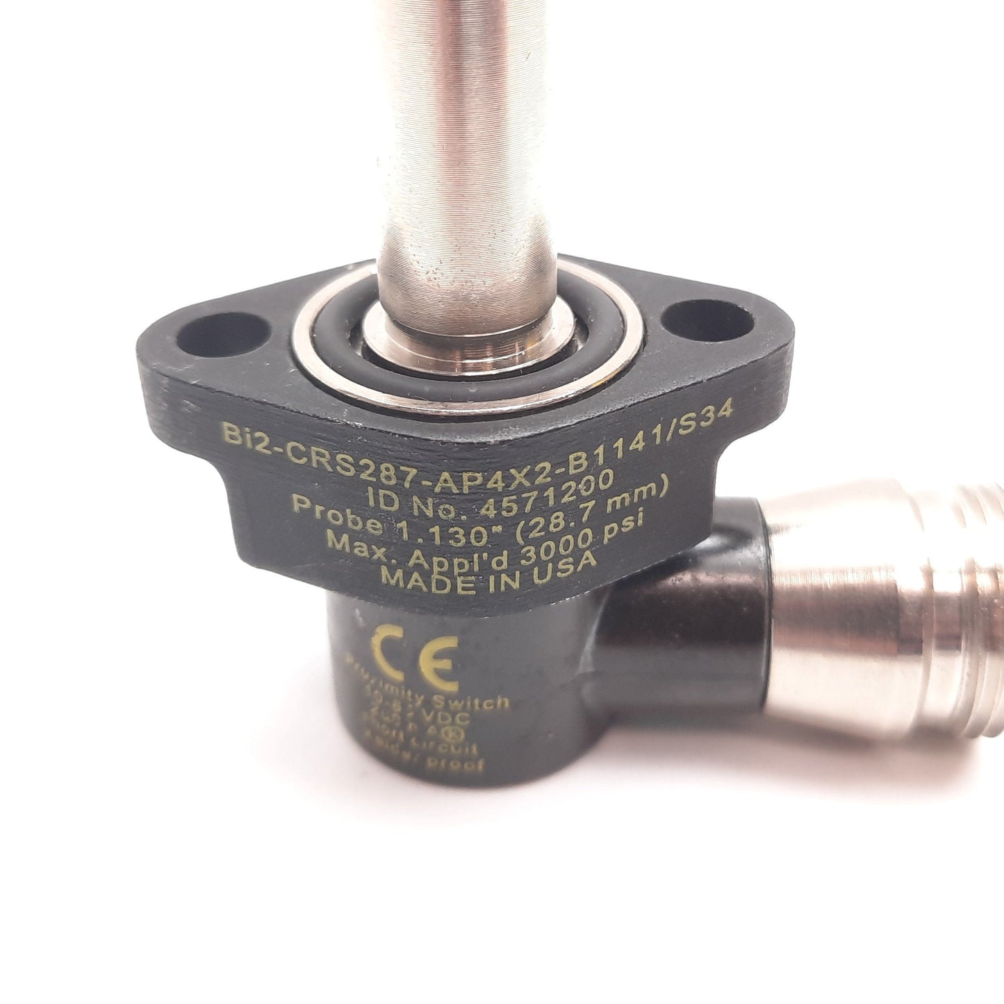 Used Turck Bi2-CRS287-AP4X2-B1141/S34 Proximity Sensor, 2mm, 10-65VDC, 4-Pin 7/8-16