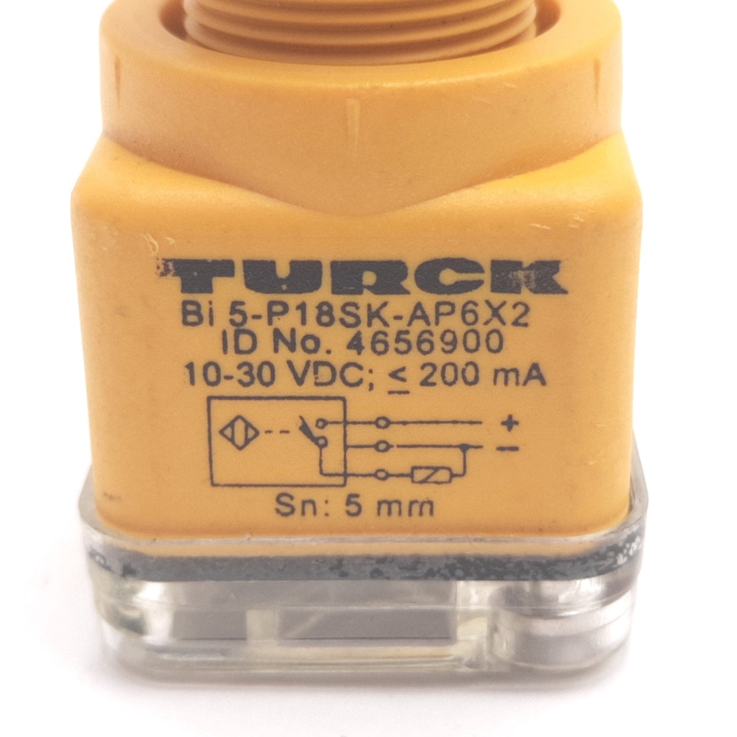 Used Turck Bi5-P18SK-AP6X2 Inductive Proximity Sensor, 5mm, 10-30VDC, 200mA