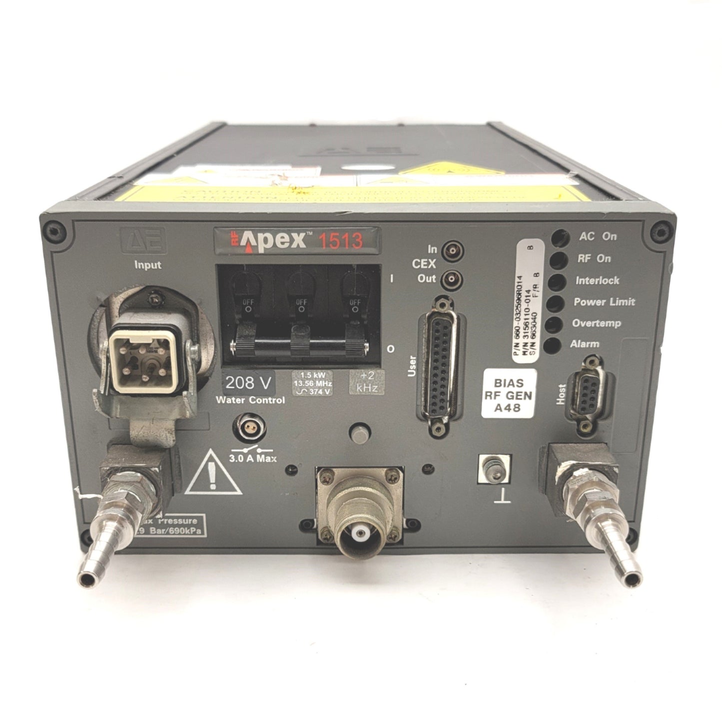 Used Advanced Energy 660-032596R014 Apex 1513 RF Generator 208VAC 1.5kW 13.56MHz