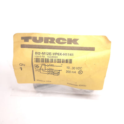 New Other Turck Bi2-M12E-VP6X-H1141 Inductive Proximity Sensor, 2mm, 10-30VDC, PNP N/O