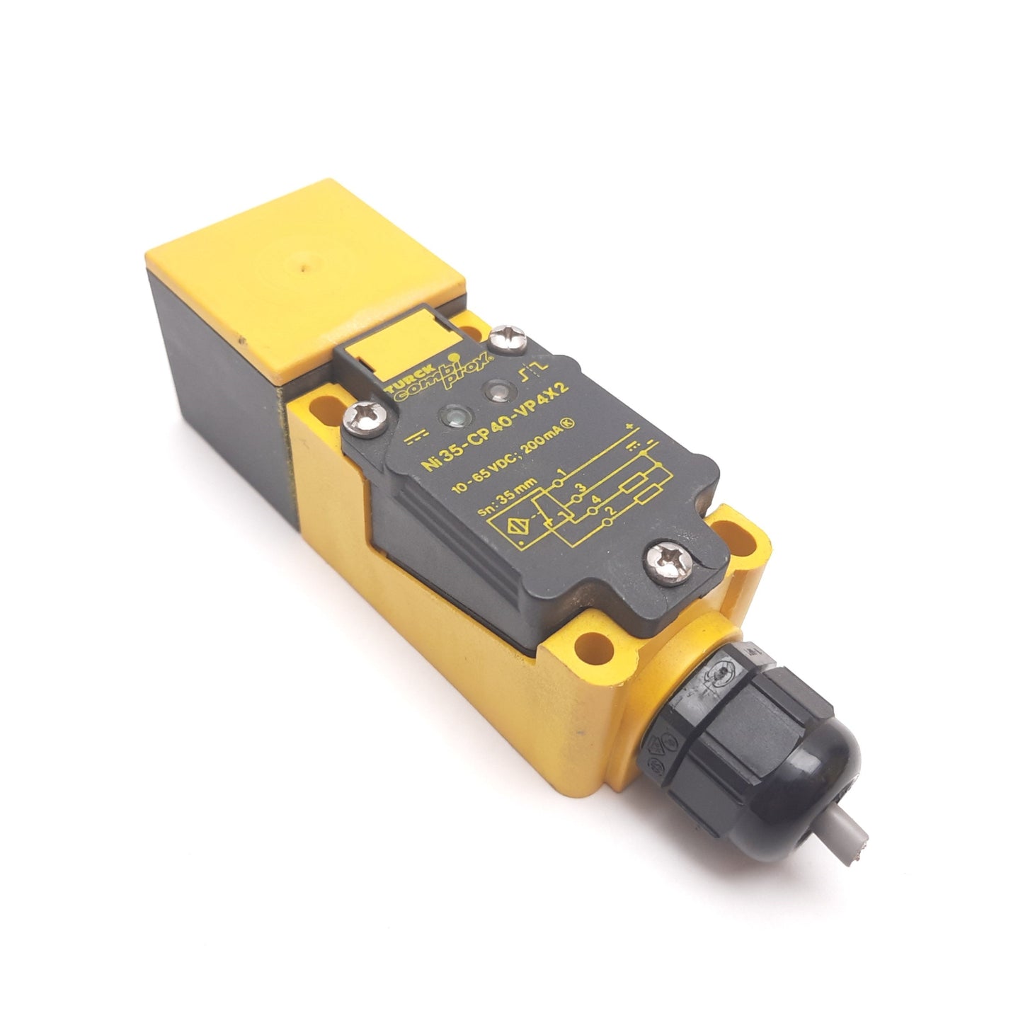 Used Turck Ni35-CP40-VP4X2 Inductive Proximity Sensor, 35mm, 10-65VDC, 200mA, PNP