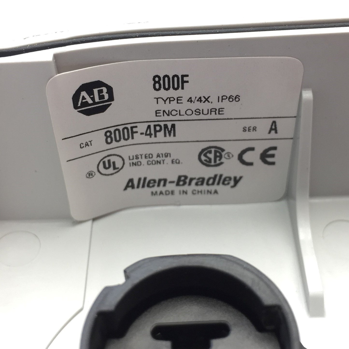 Used Allen Bradley 800F-4PM Plastic Pushbutton Enclosure Type 4/4x w/ Switches, 22mm