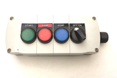 Used Allen Bradley 800F-4PM Plastic Pushbutton Enclosure Type 4/4x w/ Switches, 22mm