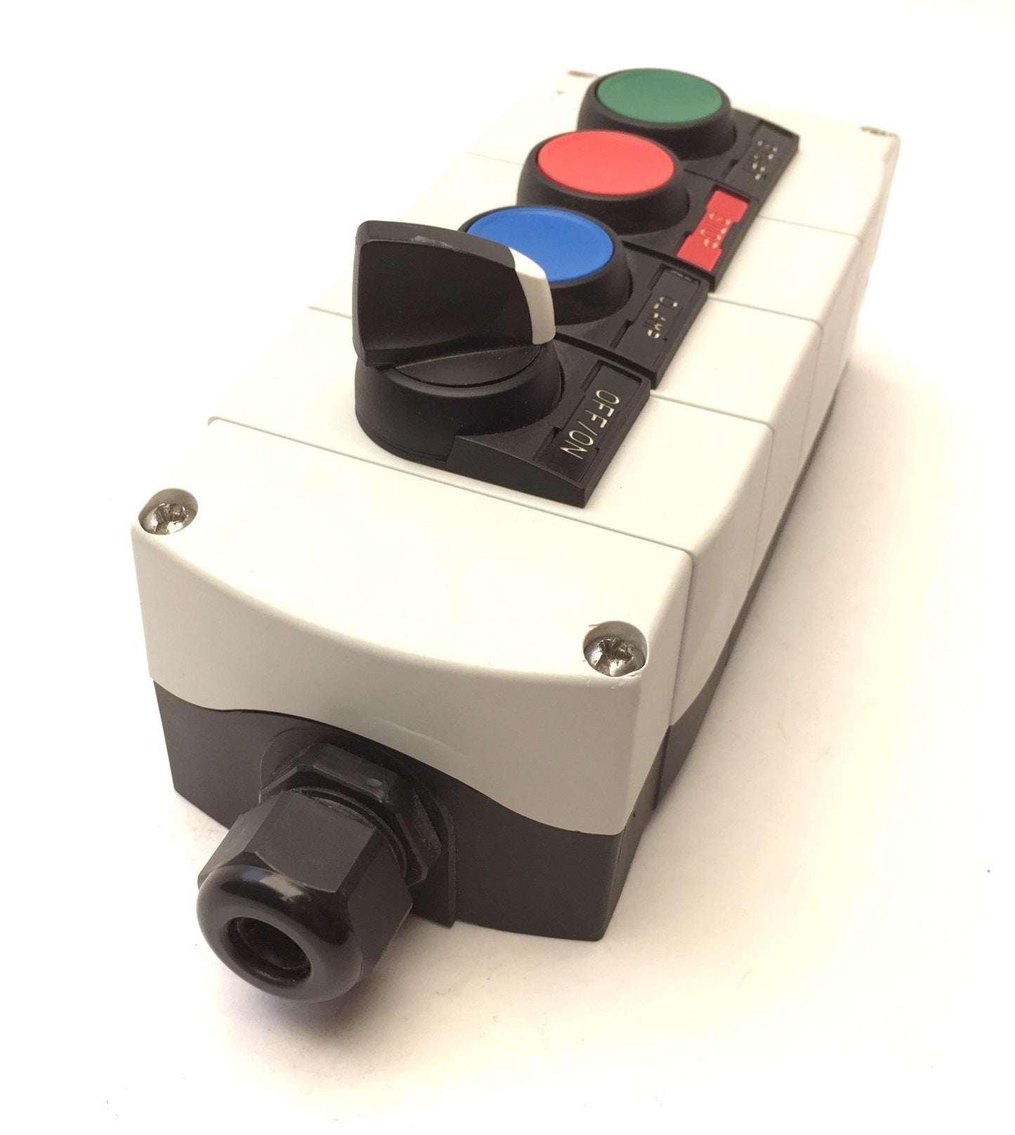 Used Allen Bradley 800F-4PM Plastic Pushbutton Enclosure Type 4/4x w/ Switches, 22mm