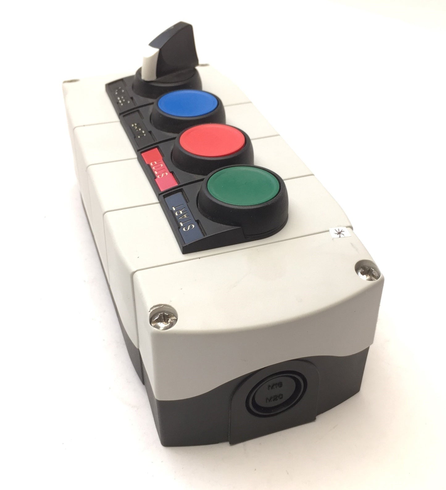 Used Allen Bradley 800F-4PM Plastic Pushbutton Enclosure Type 4/4x w/ Switches, 22mm