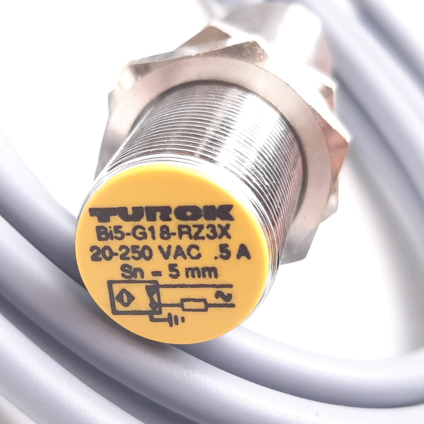 New Other Turck Bi5-G18-RZ3X Inductive Proximity Sensor, 5mm, 20-250VAC, 0.5A, M18