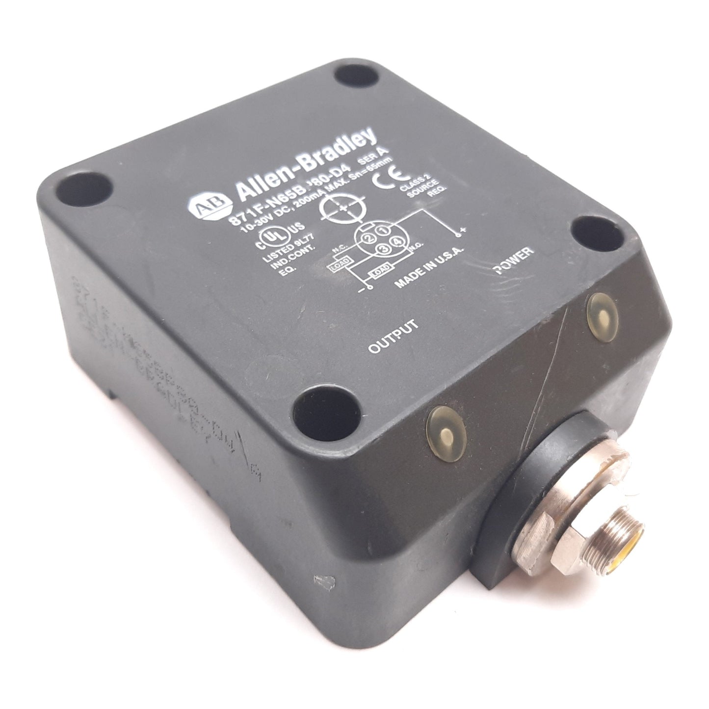 Used Allen Bradley 871F-N65BP80-D4 Inductive Proximity Sensor, 65mm, 10-30VDC, 200mA