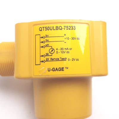Used Banner QT50ULBQ-75233 U-Gage Ultrasonic Sensor, 200mm to 8m, 10-30VDC, 5-Pin