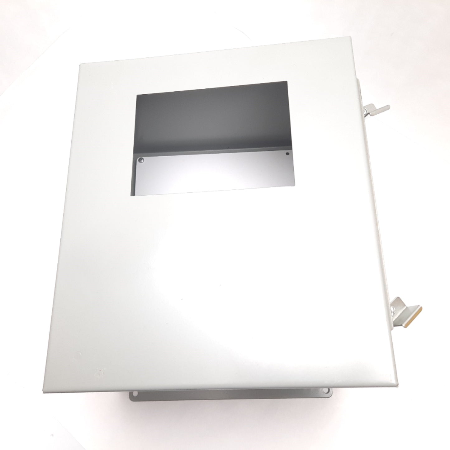 Used Saginaw SCE-14128CH Electrical Enclosure, 14" x 12" x 8", Steel, *Holes Added*