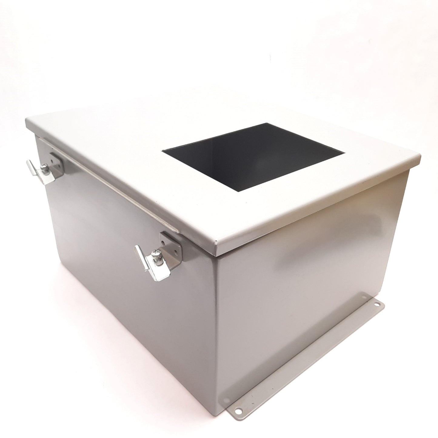 Used Saginaw SCE-14128CH Electrical Enclosure, 14" x 12" x 8", Steel, *Holes Added*