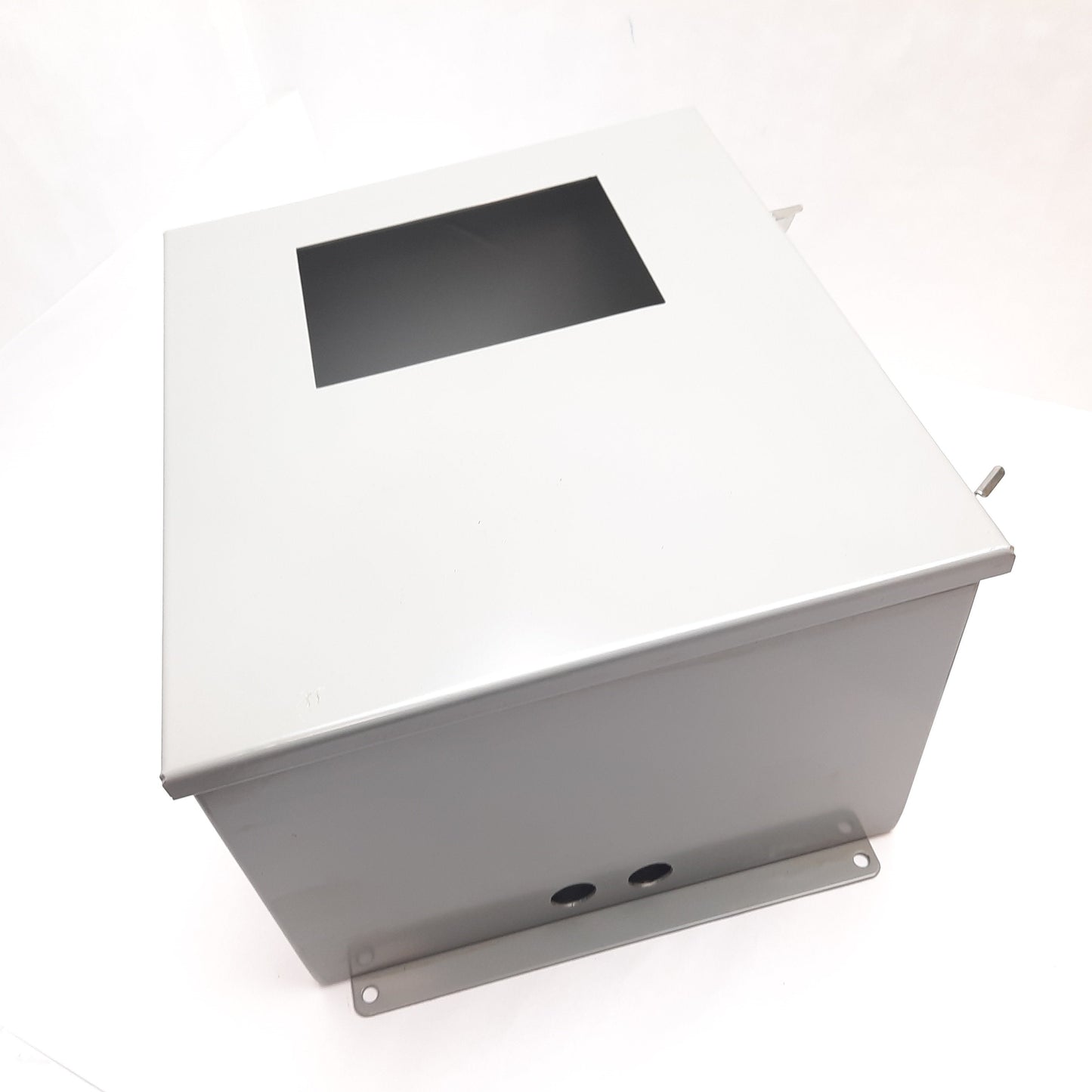 Used Saginaw SCE-14128CH Electrical Enclosure, 14" x 12" x 8", Steel, *Holes Added*