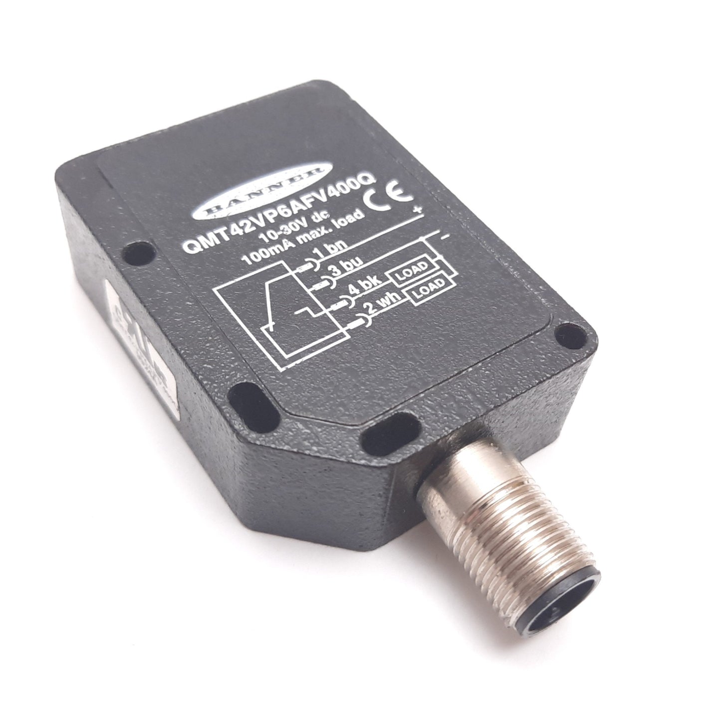 Used Banner QMT42VP6AFV400Q Photoelectric Sensor, 25-400mm, 10-30VDC, SPDT PNP, 4-Pin