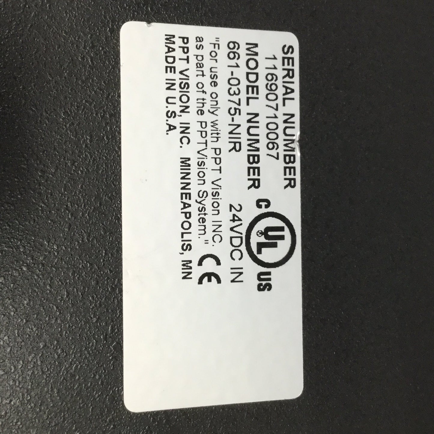 Used PPT Vision 661-0375-NIR Machine Vision LED Light 24VDC, 60 x 70mm, Near-Infrared