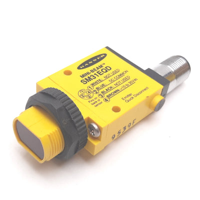 Used Banner SM31EQD Mini-Beam Photoelectric Emitter Sensor, 3m, 10-30VDC, 4-Pin M12