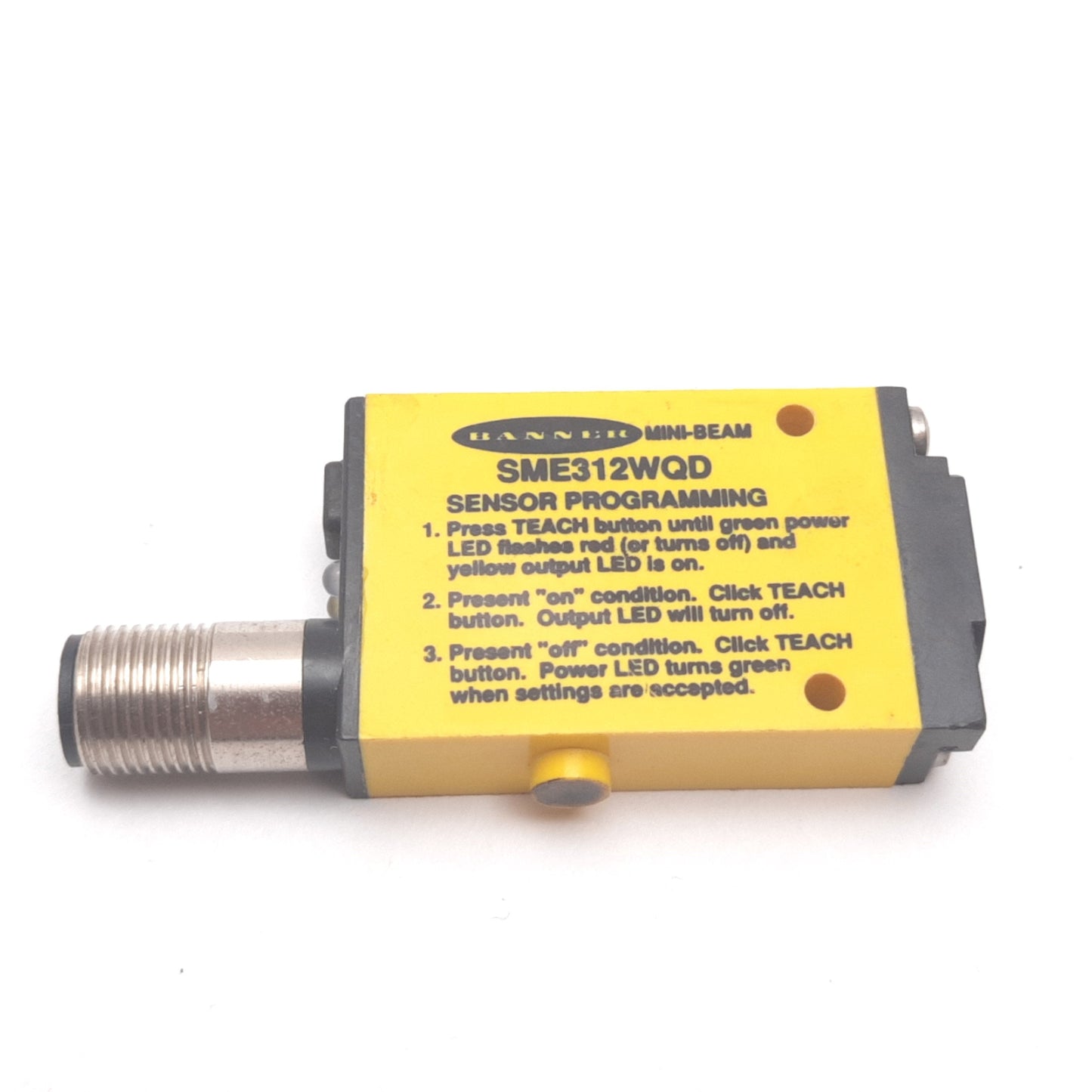 Used Banner SME312WQD Mini-Beam Photoelectric Divergent Diffuse Sensor 130mm 10-30VDC