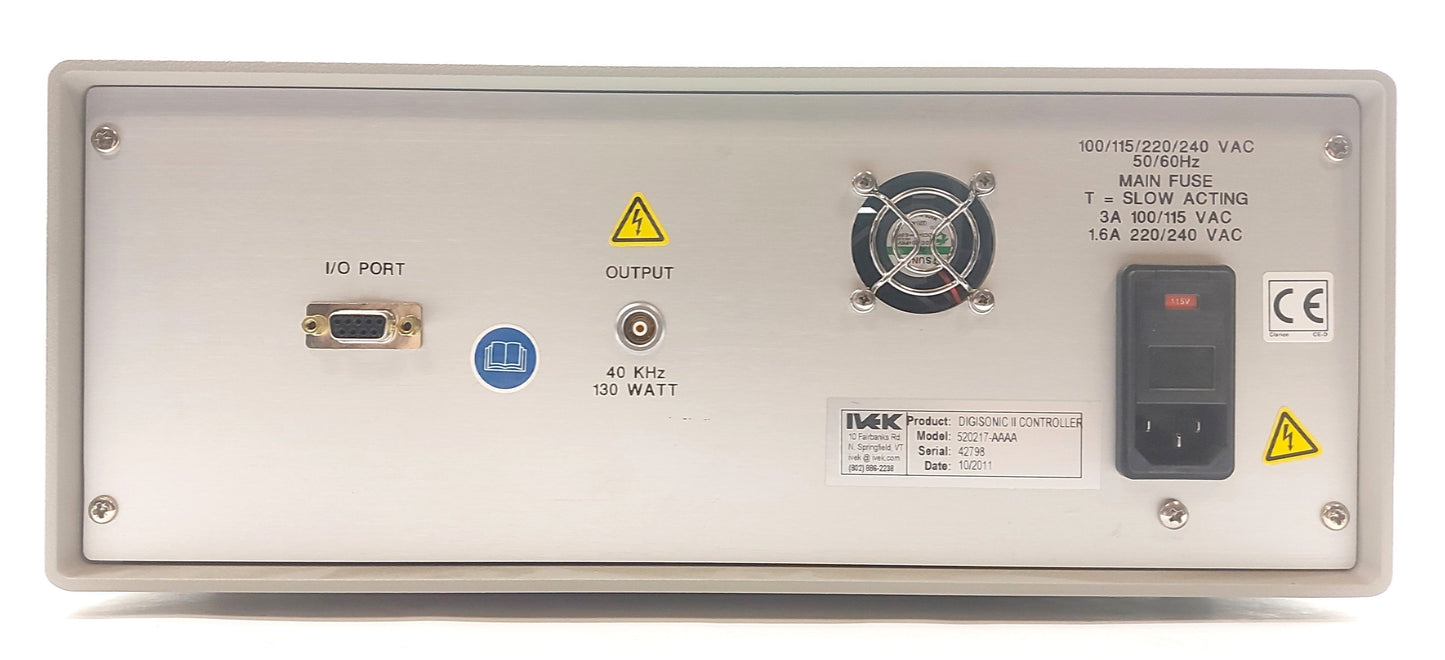 Used IVEK Digisonic II Ultrasonic Atomization Controller 40kHz 130W 5x Horns 120VAC