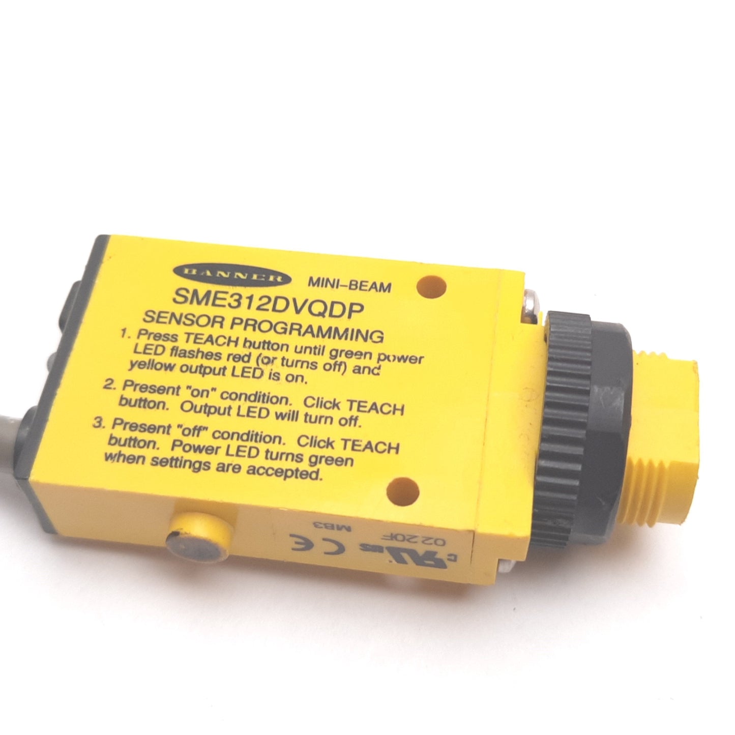 Used Banner SME312DVQDP Photoelectric Sensor, 1.1m, 10-30VDC, Bipolar NPN/PNP, 5-Pin