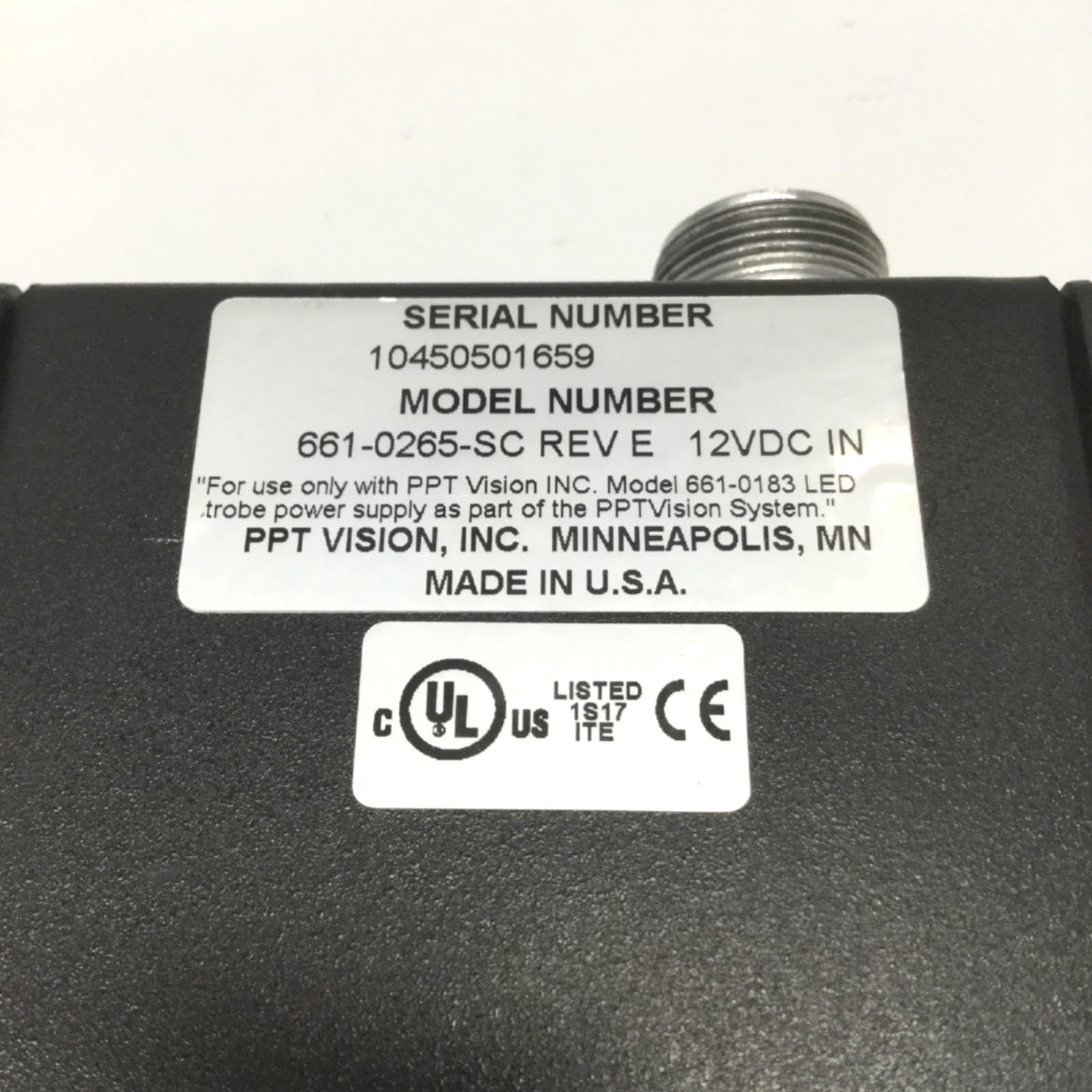 Used PPT Vision 661-0265-SC Machine Vision LED Strobe Light Head 12VDC, 60 x 70mm
