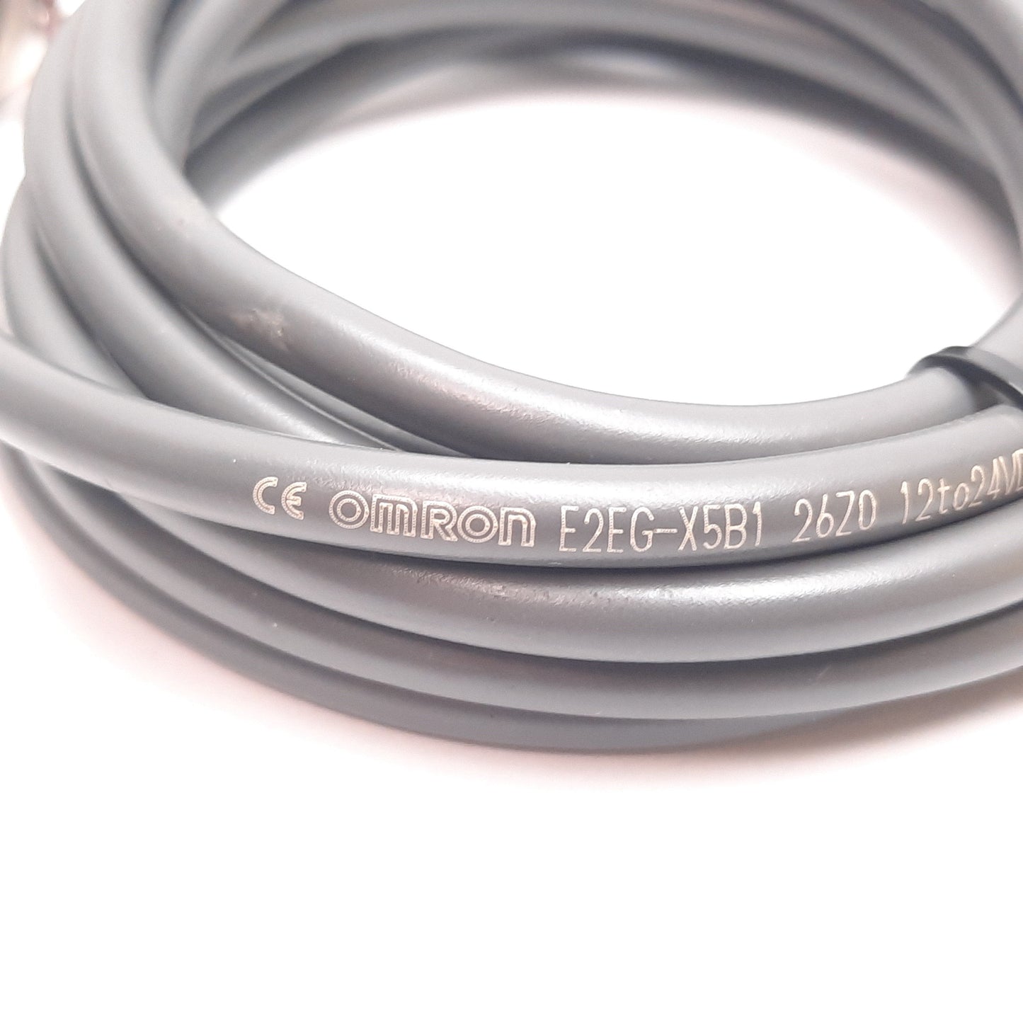 Used Omron E2EG-X5B1 Inductive Proximity Sensor, 5mm, 12-24VDC, PNP N/O, M18, 2m