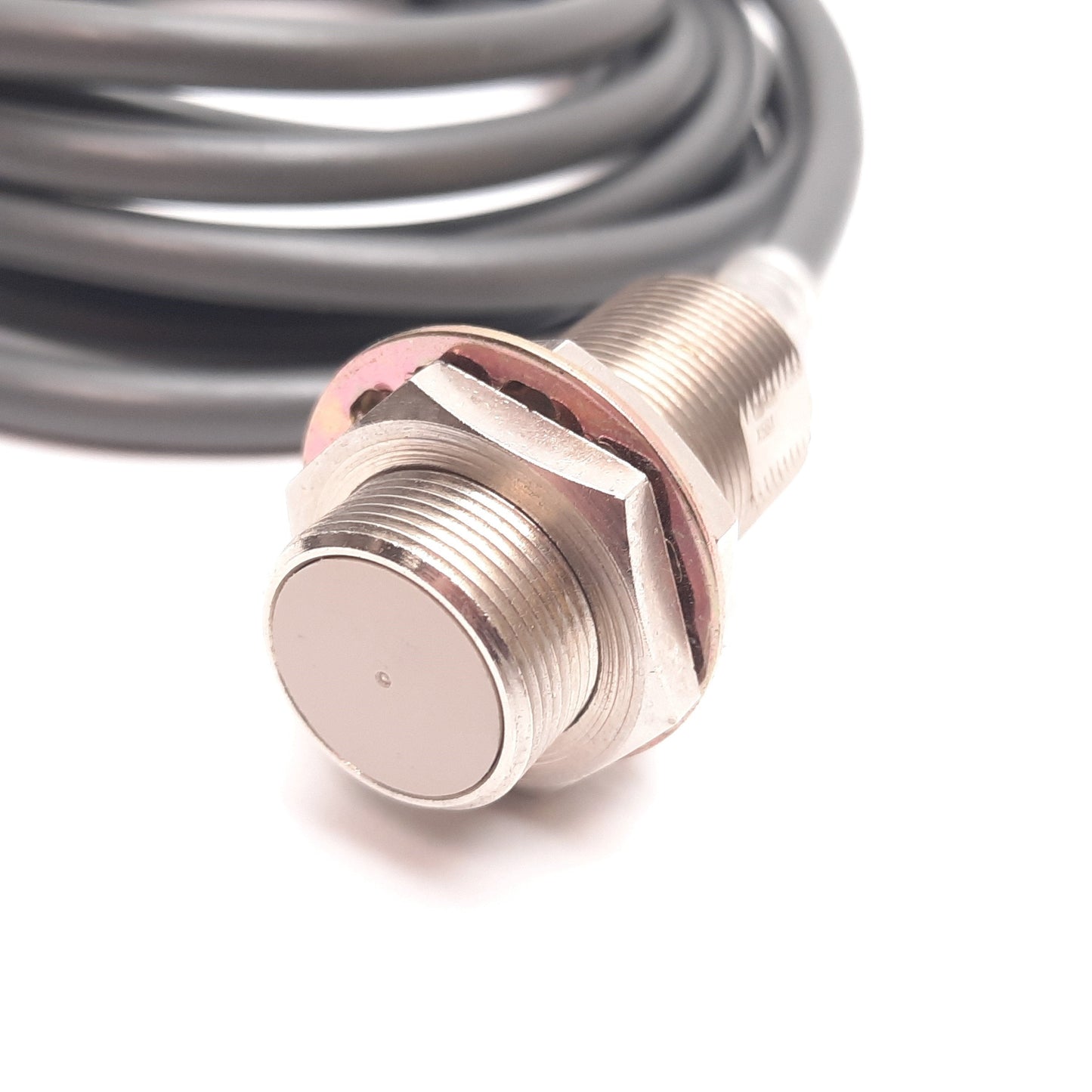 Used Omron E2EG-X5B1 Inductive Proximity Sensor, 5mm, 12-24VDC, PNP N/O, M18, 2m