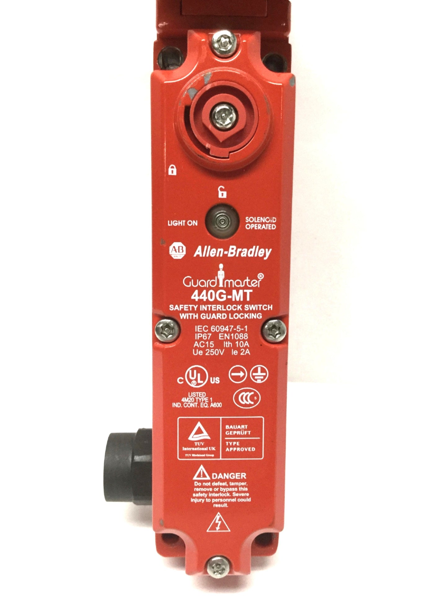 Used Allen-Bradley 440G-MT47045 Guardmaster Safety Interlock Switch 24V AC/DC 2NC-2NO
