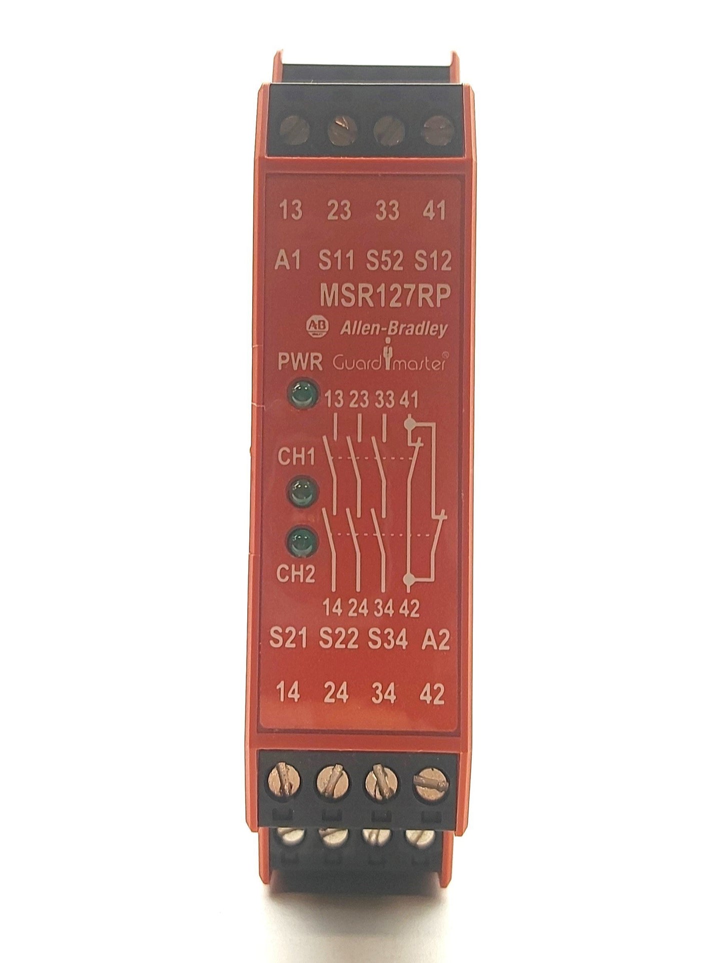 Used Allen-Bradley 440R-N23135 MSR127RP Series B Safety Relay 2x NC in 3-Pole Aux 24V