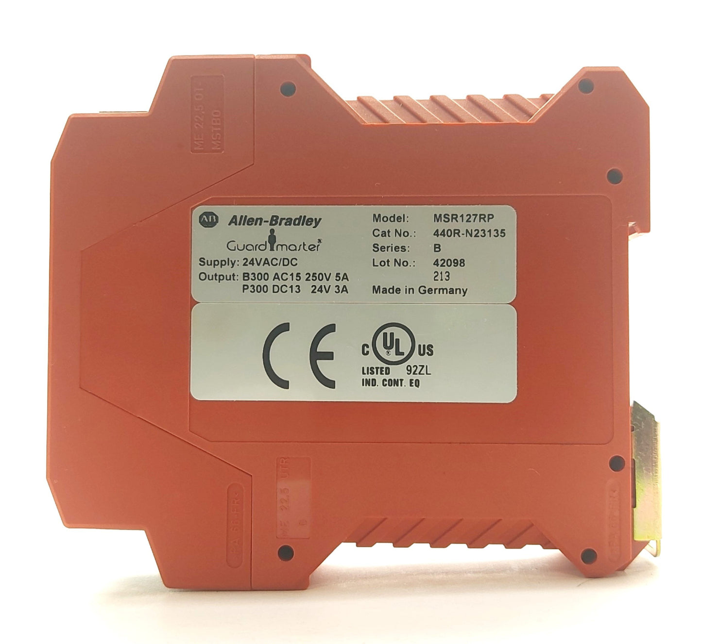 Used Allen-Bradley 440R-N23135 MSR127RP Series B Safety Relay 2x NC in 3-Pole Aux 24V