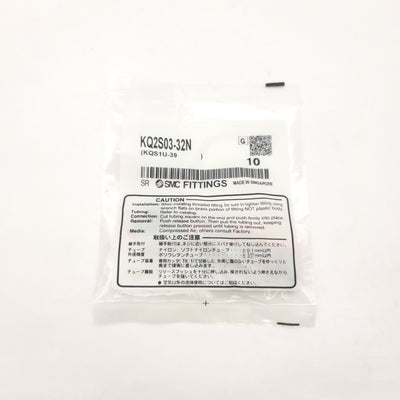 New Bag Of 10 SMC KQ2S03-32N One-Touch Fittings 5/32" Tube, 10-32UNF Thread
