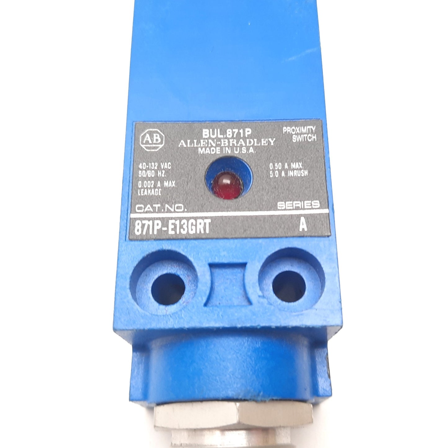 Used Allen Bradley 871P-E13GRT Proximity Sensor Switch, 12.5mm, 40-132VAC, 3-Pin