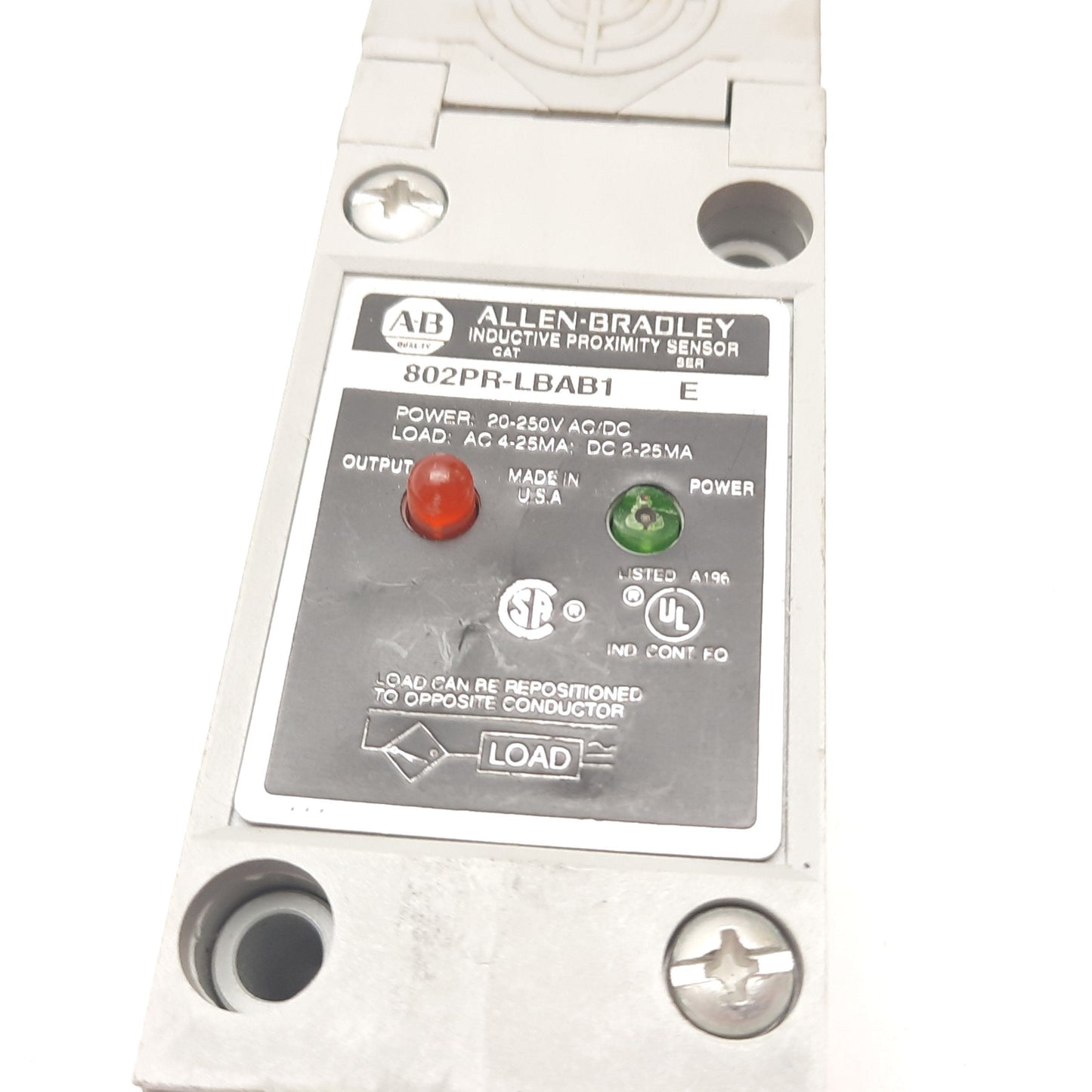 Used Allen Bradley 802PR-LBAB1 Inductive Proximity Sensor, 17mm, 20-250VAC/DC