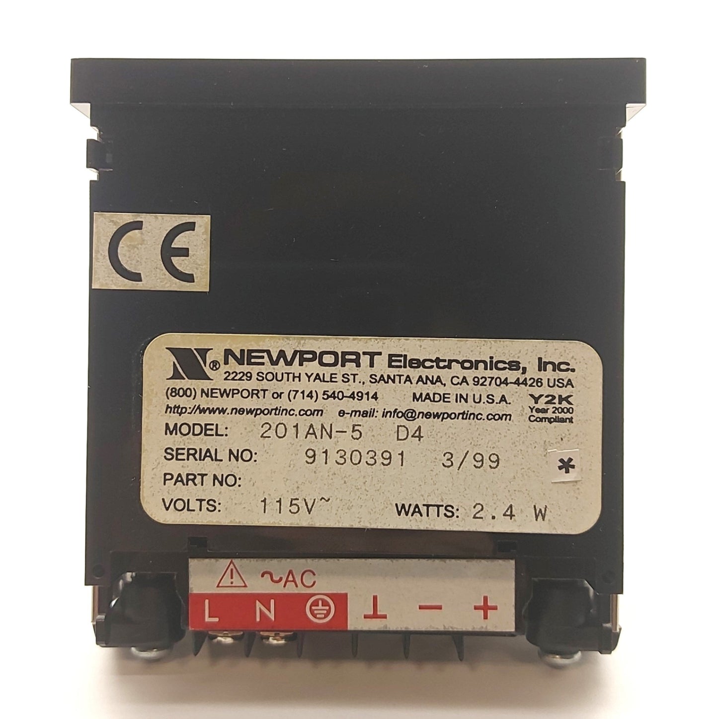 Used Newport 201AN-5 D4 DC Voltage Panel Meter, 3½ Digit, ±199.9V, 45 x 92mm, 115VAC