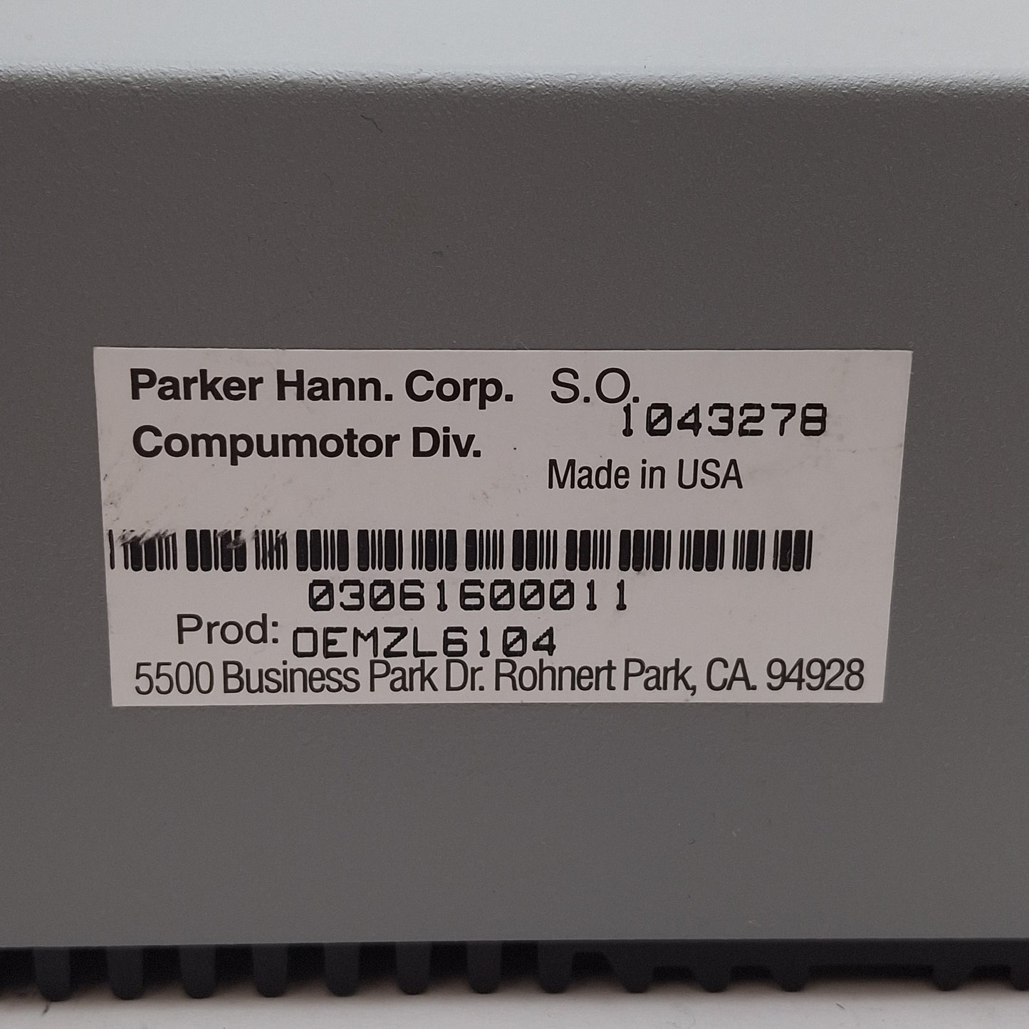 Used Parker OEMZL6104 Compumotor Stepper Motor Drive 1-Axis I/O In: 19 Out: 9 120VAC