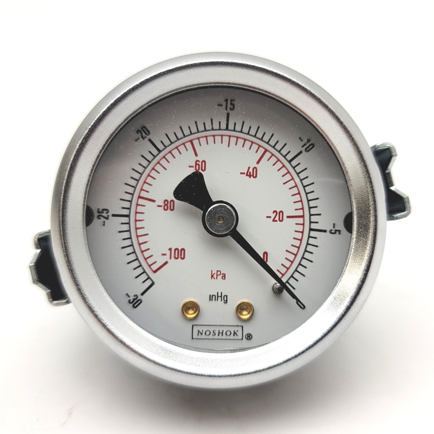 New Noshok 20-120-30-vac/kPa Panel Mount Vacuum Gauge 2" Dia, 1/4"NPT, -30 To 0 inHg