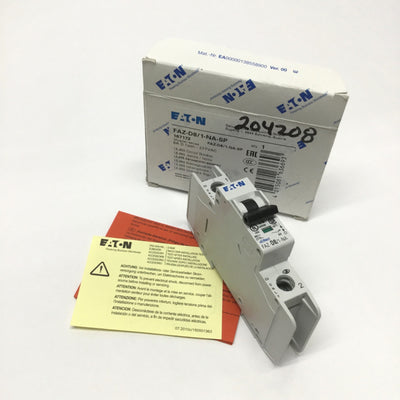 New Eaton FAZ-D8/1-NA-SP Miniature Circuit Breaker 1-Pole, 8A, 277VAC, D-Curve
