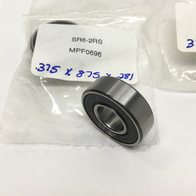 New Lot of 4 EZO SR6-2RS Sealed Radial Ball Bearing 3/8" ID x 7/8" OD x 9/32" W