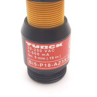 Used Turck Bi5-P18-AZ3X-B2331 Inductive Proximity Sensor, 5mm, 20-250VAC, 5-500mA