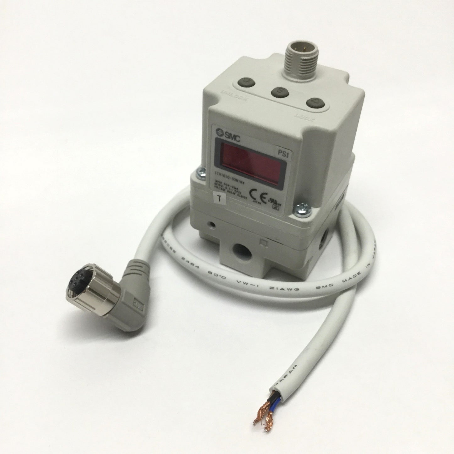 Used SMC ITV1010-03N1N4 Electro-Pneumatic Air Pressure Regulator 24VDC, 0.7-15psi
